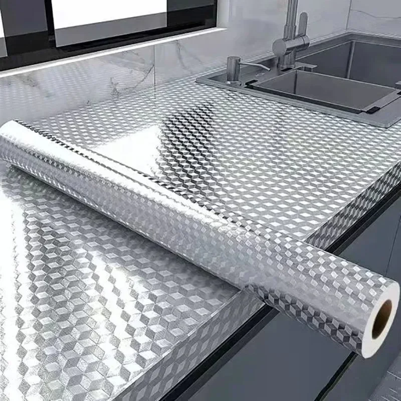 Kitchen Queen - 1/3/5M Kitchen Oil-proof Sticker Heat-resistant Aluminum