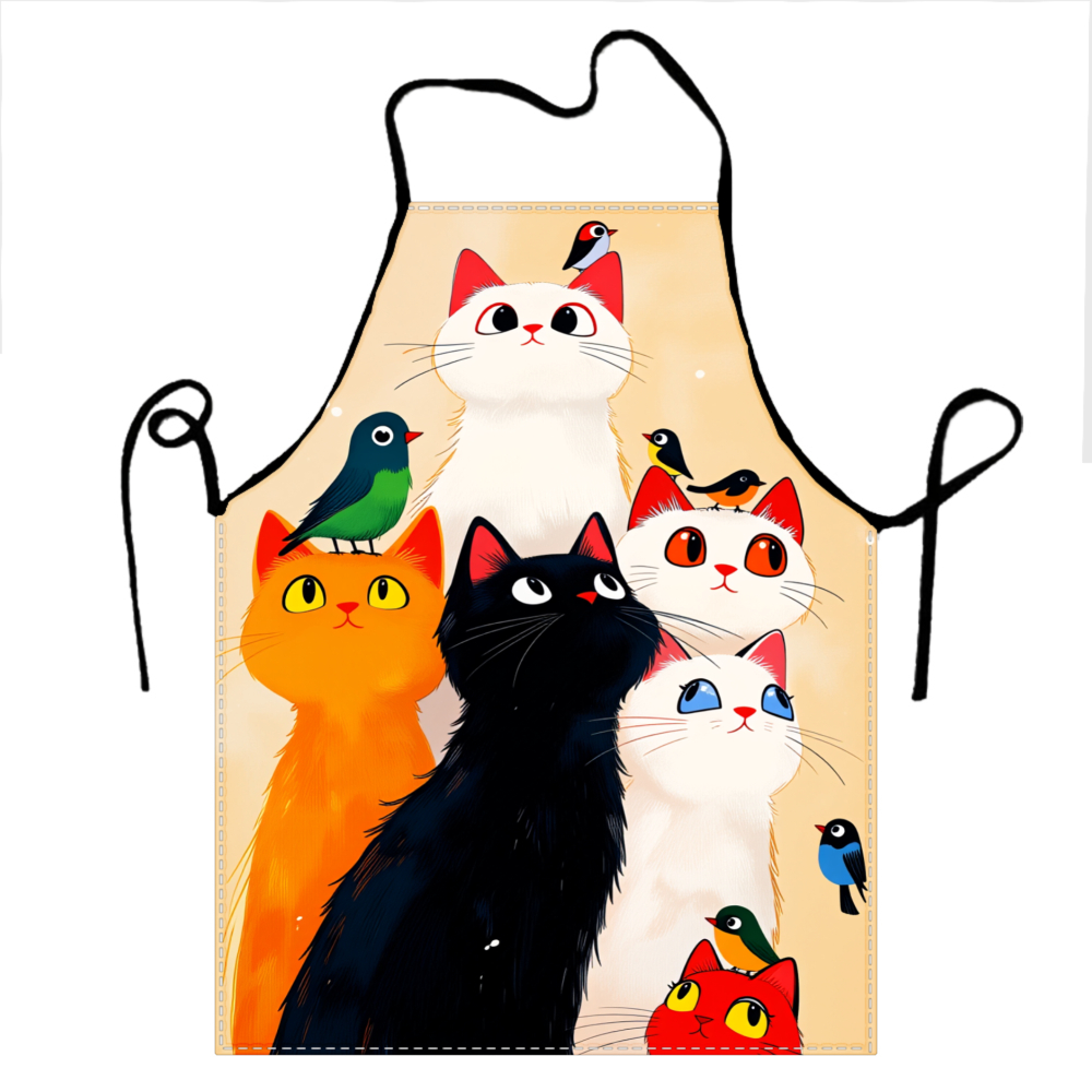 Cute Cats And Birds Apron For  - Kitchen Baking Area Ideas review and price