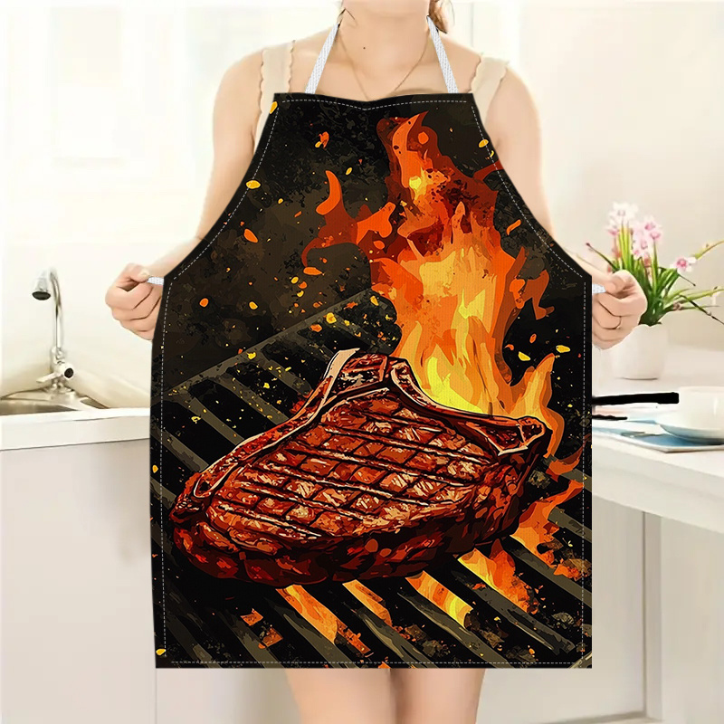1pc BBQ Steak Apron with Flame - Kitchen Baking Area Ideas review and price