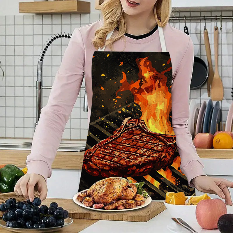 1pc BBQ Steak Apron with Flame - Kitchen Baking Area Ideas review and price