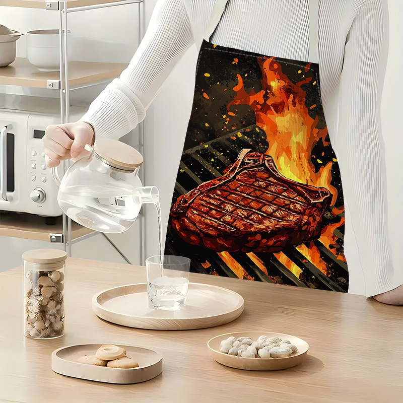 1pc BBQ Steak Apron with Flame - Kitchen Baking Area Ideas review and price