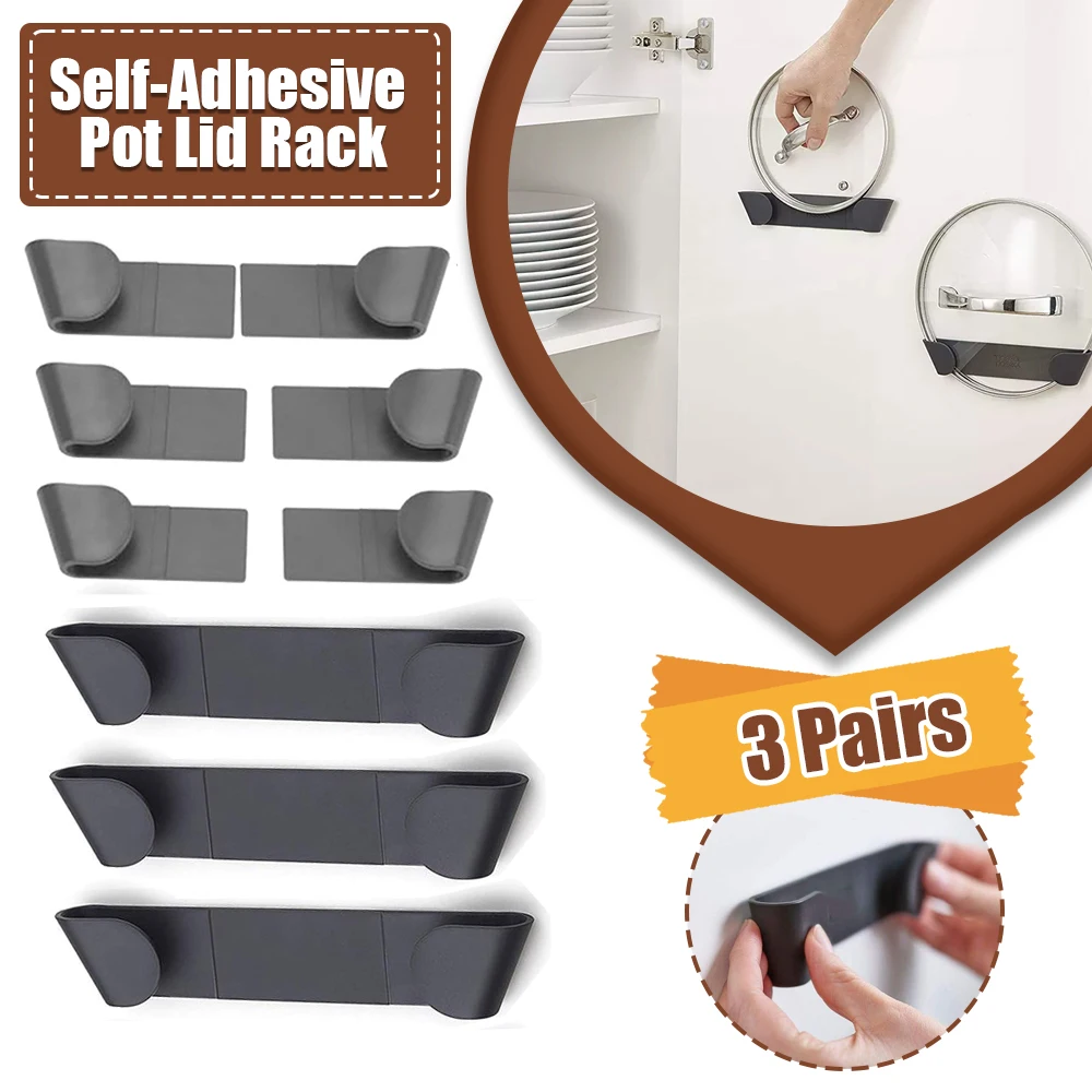 3 Pairs Self-Adhesive Pot Lid  - Kitchen Baking Pan Organizer review and price